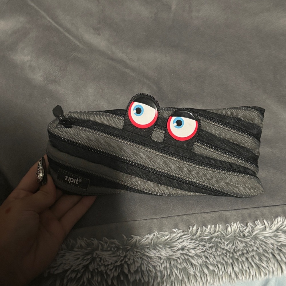 Zipit Gray and Black Monster Kids Pencil Case